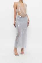 Load image into Gallery viewer, ZARA x Pale Blue Sequin Midi Skirt (XS)