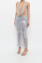 Load image into Gallery viewer, ZARA x Pale Blue Sequin Midi Skirt (XS)