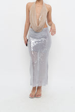 Load image into Gallery viewer, ZARA x Pale Blue Sequin Midi Skirt (XS)