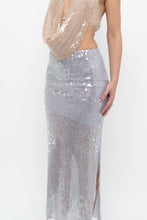 Load image into Gallery viewer, ZARA x Pale Blue Sequin Midi Skirt (XS)