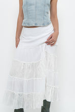 Load image into Gallery viewer, Vintage x White Tiered Maxi Skirt (M)