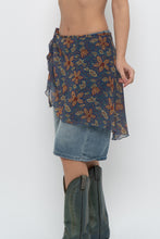 Load image into Gallery viewer, Vintage x Made in USA x Blue Floral Sheer Wrap Cover Skirt (XS-XL)
