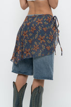 Load image into Gallery viewer, Vintage x Made in USA x Blue Floral Sheer Wrap Cover Skirt (XS-XL)