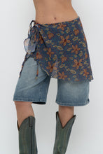 Load image into Gallery viewer, Vintage x Made in USA x Blue Floral Sheer Wrap Cover Skirt (XS-XL)