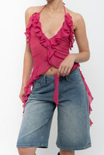 Load image into Gallery viewer, ZARA x Pink Semi-sheer Frilly Tank (S)