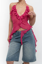 Load image into Gallery viewer, ZARA x Pink Semi-sheer Frilly Tank (S)