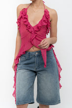Load image into Gallery viewer, ZARA x Pink Semi-sheer Frilly Tank (S)
