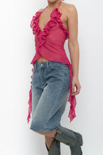 Load image into Gallery viewer, ZARA x Pink Semi-sheer Frilly Tank (S)