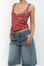 Load image into Gallery viewer, Vintage x Pink Irridescent Sequin Knit Tank (S, M)