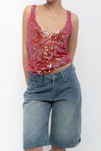 Load image into Gallery viewer, Vintage x Pink Irridescent Sequin Knit Tank (S, M)