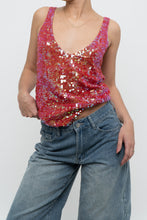 Load image into Gallery viewer, Vintage x Pink Irridescent Sequin Knit Tank (S, M)