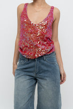 Load image into Gallery viewer, Vintage x Pink Irridescent Sequin Knit Tank (S, M)