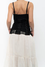 Load image into Gallery viewer, Vintage x LE CHATEAU Black Satin Crochet Tank (S)