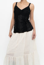 Load image into Gallery viewer, Vintage x LE CHATEAU Black Satin Crochet Tank (S)
