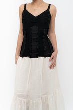 Load image into Gallery viewer, Vintage x LE CHATEAU Black Satin Crochet Tank (S)