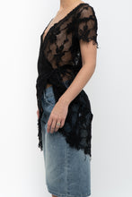 Load image into Gallery viewer, Vintage x Black Cotton Mesh Floral Blouse/Dress (S-L)