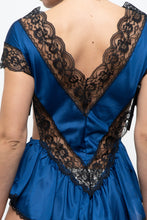 Load image into Gallery viewer, Vintage x Made in Canada x Cobalt Blue, Black Lace Bodysuit (S, M)