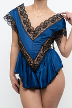 Load image into Gallery viewer, Vintage x Made in Canada x Cobalt Blue, Black Lace Bodysuit (S, M)
