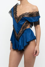 Load image into Gallery viewer, Vintage x Made in Canada x Cobalt Blue, Black Lace Bodysuit (S, M)