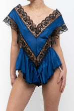 Load image into Gallery viewer, Vintage x Made in Canada x Cobalt Blue, Black Lace Bodysuit (S, M)