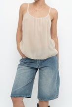 Load image into Gallery viewer, Vintage x VERA WANG Beige Semi Sheer Silk Tank (XS-M)