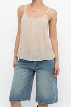 Load image into Gallery viewer, Vintage x VERA WANG Beige Semi Sheer Silk Tank (XS-M)