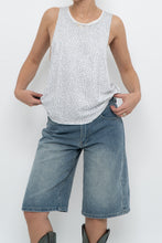 Load image into Gallery viewer, Vintage x White Rhinestone Cotton Muscle Tank (XS-M)