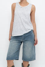 Load image into Gallery viewer, Vintage x White Rhinestone Cotton Muscle Tank (XS-M)