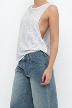 Load image into Gallery viewer, Vintage x White Rhinestone Cotton Muscle Tank (XS-M)