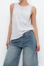 Load image into Gallery viewer, Vintage x White Rhinestone Cotton Muscle Tank (XS-M)