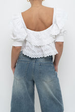 Load image into Gallery viewer, ZARA x White Off-shoulder Cotton Eyelette Top (M)