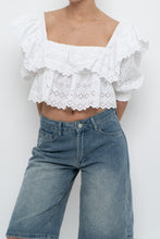Load image into Gallery viewer, ZARA x White Off-shoulder Cotton Eyelette Top (M)