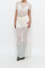 Load image into Gallery viewer, Vintage x White Lace Lowback Sheer Maxi Dress (M)