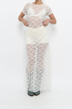 Load image into Gallery viewer, Vintage x White Lace Lowback Sheer Maxi Dress (M)