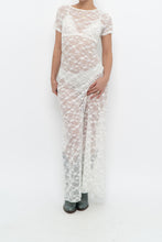 Load image into Gallery viewer, Vintage x White Lace Lowback Sheer Maxi Dress (M)