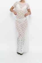 Load image into Gallery viewer, Vintage x White Lace Lowback Sheer Maxi Dress (M)