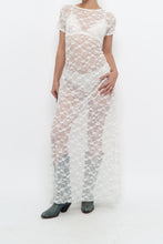 Load image into Gallery viewer, Vintage x White Lace Lowback Sheer Maxi Dress (M)