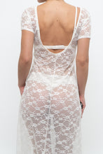 Load image into Gallery viewer, Vintage x White Lace Lowback Sheer Maxi Dress (M)