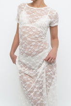 Load image into Gallery viewer, Vintage x White Lace Lowback Sheer Maxi Dress (M)