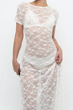 Load image into Gallery viewer, Vintage x White Lace Lowback Sheer Maxi Dress (M)