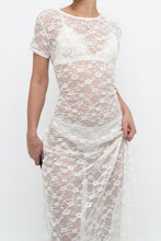 Load image into Gallery viewer, Vintage x White Lace Lowback Sheer Maxi Dress (M)