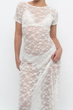Load image into Gallery viewer, Vintage x White Lace Lowback Sheer Maxi Dress (M)