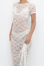 Load image into Gallery viewer, Vintage x White Lace Lowback Sheer Maxi Dress (M)