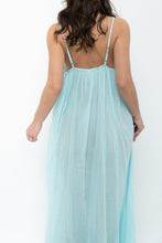 Load image into Gallery viewer, FREE PEOPLE x Teal Flowy Semi-Sheer Cotton Maxi Dress (XS, S)
