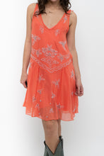 Load image into Gallery viewer, Vintage x Orange Beaded Silk-Feel Drop-Waist Dress (XS, S)