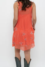 Load image into Gallery viewer, Vintage x Orange Beaded Silk-Feel Drop-Waist Dress (XS, S)