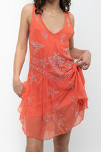 Load image into Gallery viewer, Vintage x Orange Beaded Silk-Feel Drop-Waist Dress (XS, S)