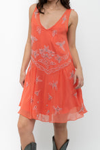 Load image into Gallery viewer, Vintage x Orange Beaded Silk-Feel Drop-Waist Dress (XS, S)