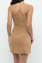 Load image into Gallery viewer, Vintage x Made in USA x Tan Faux Suede Embroidered Mini Dress (S)