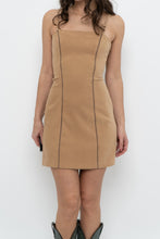 Load image into Gallery viewer, Vintage x Made in USA x Tan Faux Suede Embroidered Mini Dress (S)